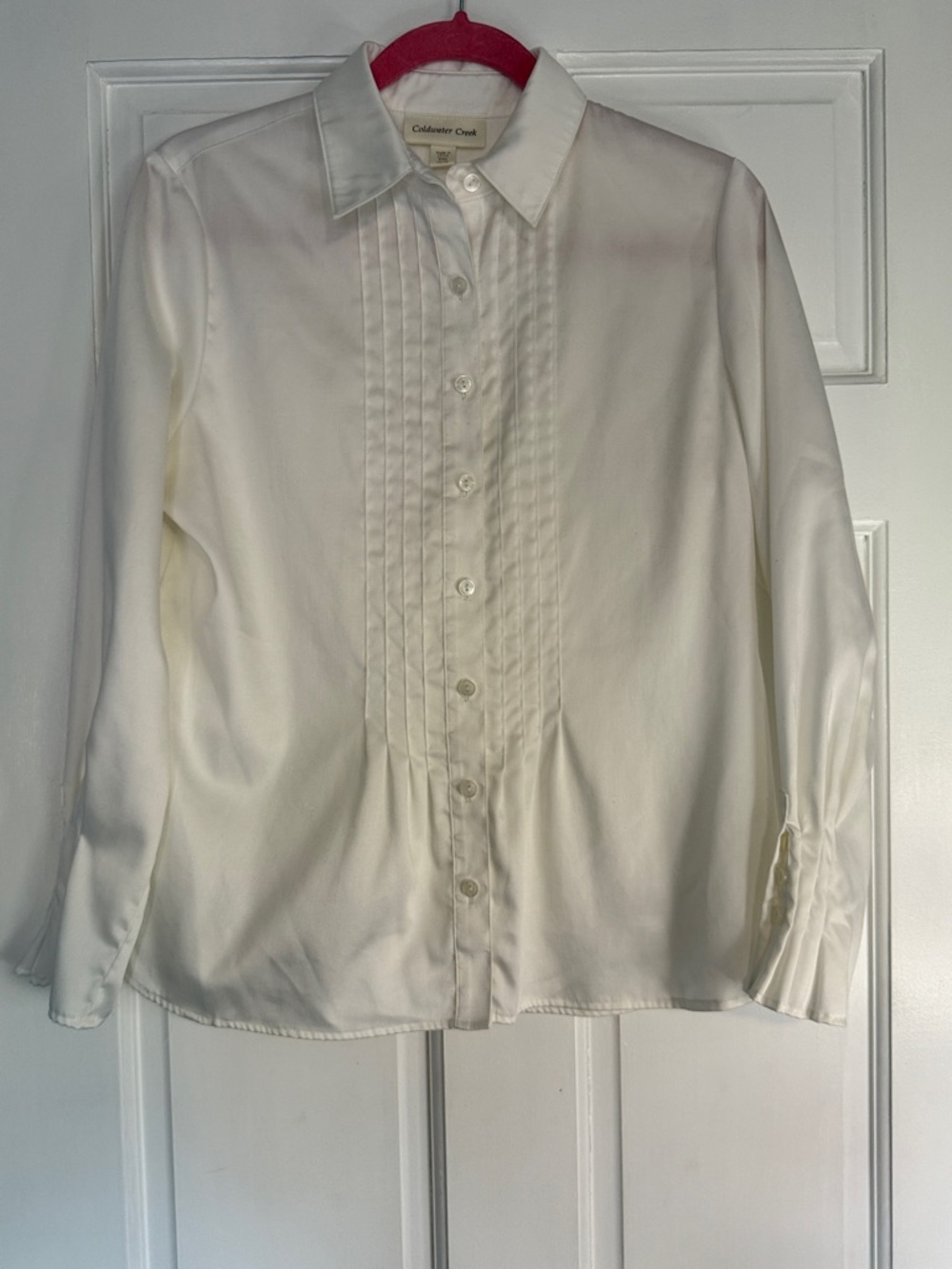 Coldwater Creek Ivory Pleated Front Blouse